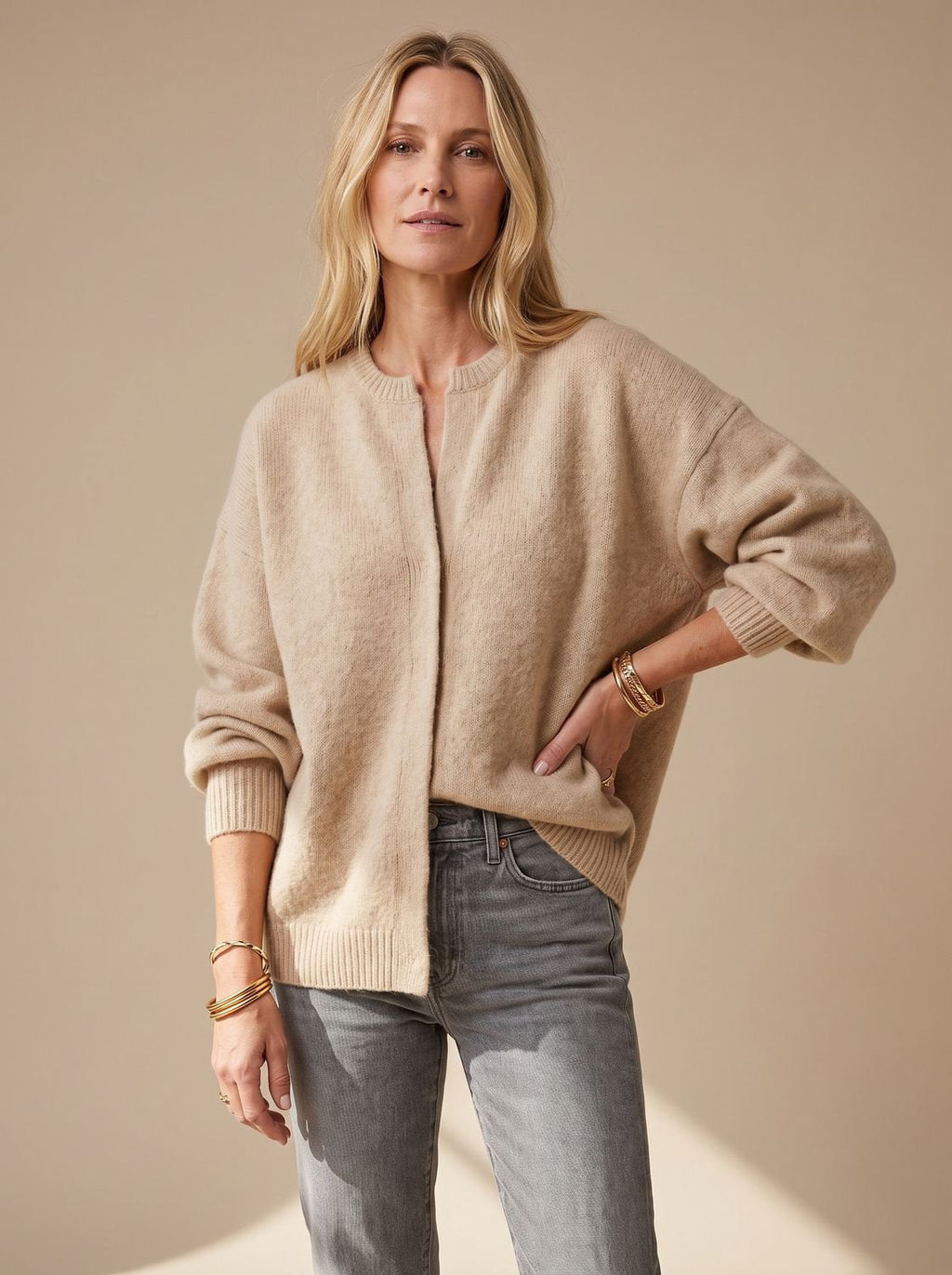 Blanche | Cardigan Oversize Boutons Nacre