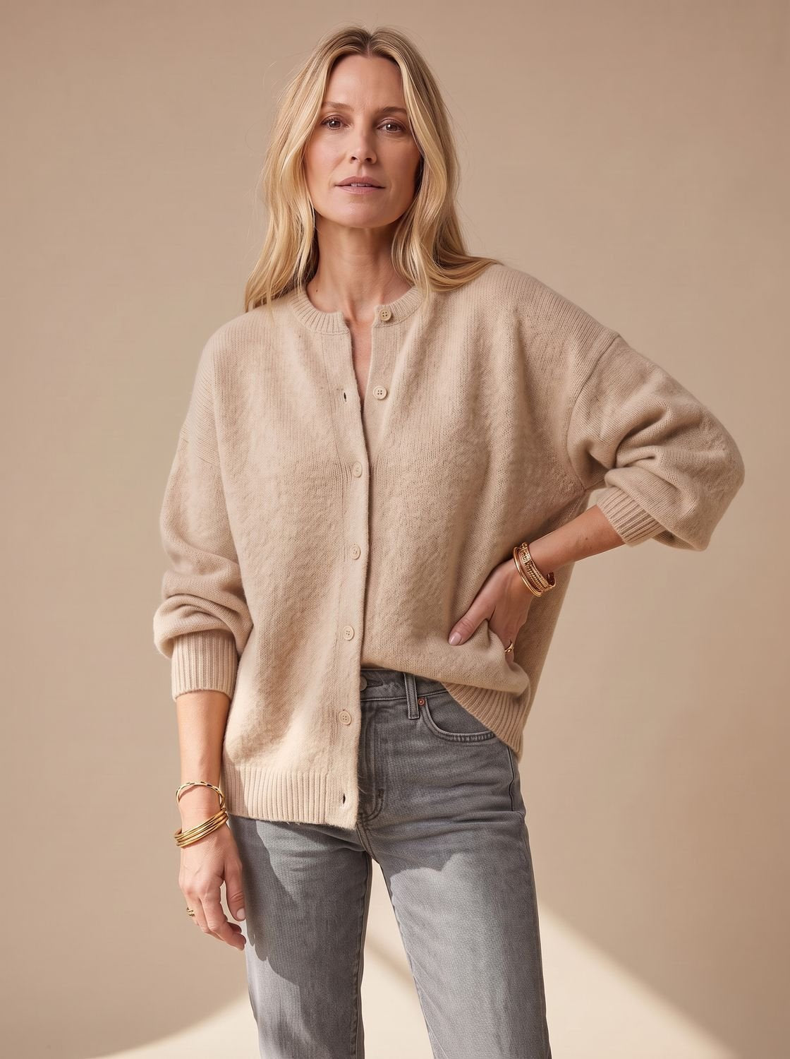 Blanche | Cardigan Oversize Boutons Nacre
