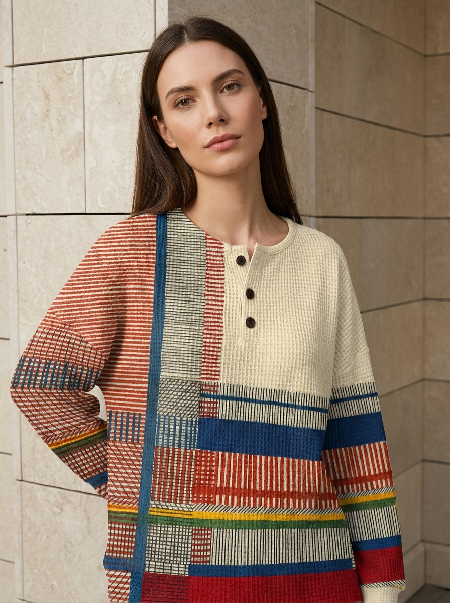 Aurélie | Pull Décontracté à Motifs Patchwork