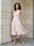 Élodie | Robe Midi Élégante à Col Croisé