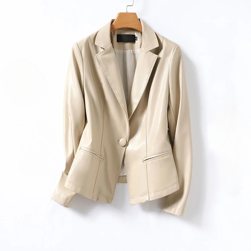 Valentine | Blazer en Cuir Boutonnage Simple