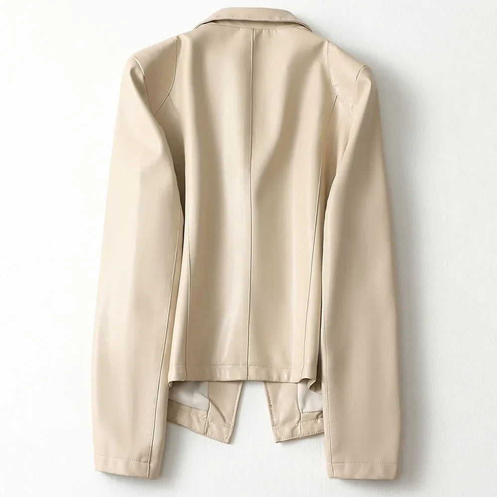 Valentine | Blazer en Cuir Boutonnage Simple