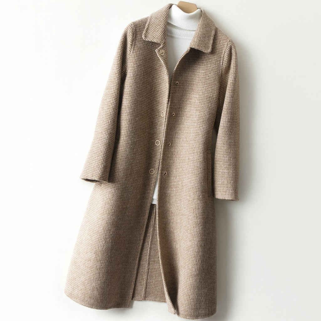 Joséphine | Manteau Long Motif Vichy Col Classique