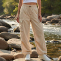 Solène | Pantalon Cargo en Coton Ceinture Cordon