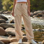 Solène | Pantalon Cargo en Coton Ceinture Cordon