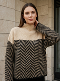 Solène | Pull Col Roulé À Chevrons
