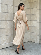 Amélie | Robe Maxi Fluide à Col V avec Ceinture Nouée