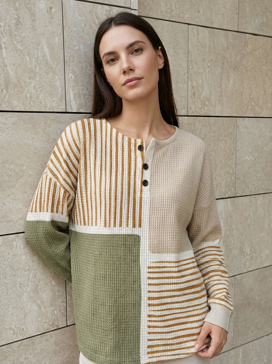 Aurélie | Pull Décontracté à Motifs Patchwork