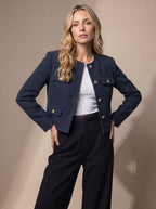 Marceline | Veste Tweed Courte Boutons Dorés