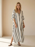Seraphina | Robe Kaftan À Rayures Avec Col En V