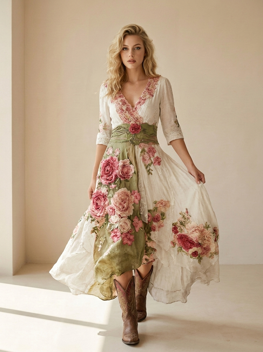 Rosalie | Robe Midi Fleurie Bohème
