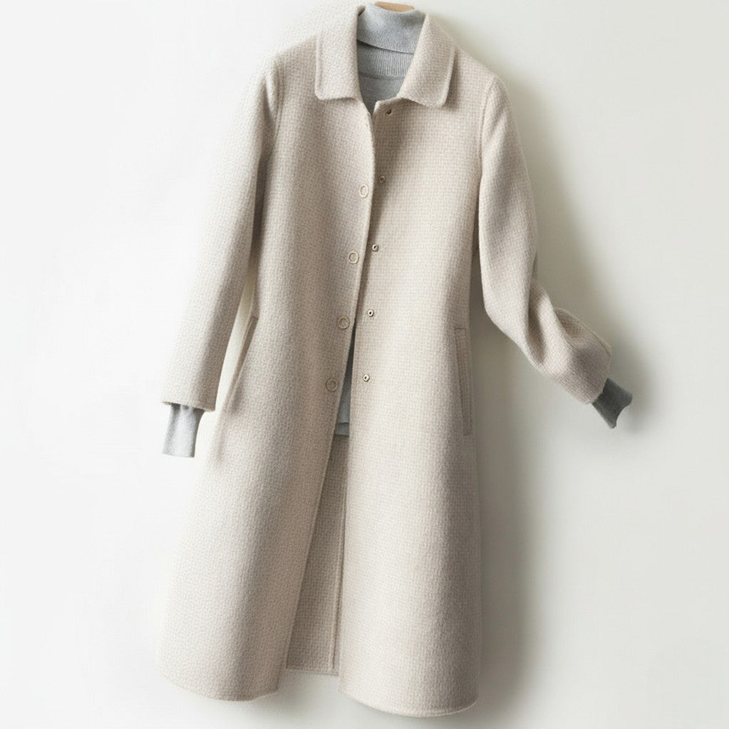 Joséphine | Manteau Long Motif Vichy Col Classique