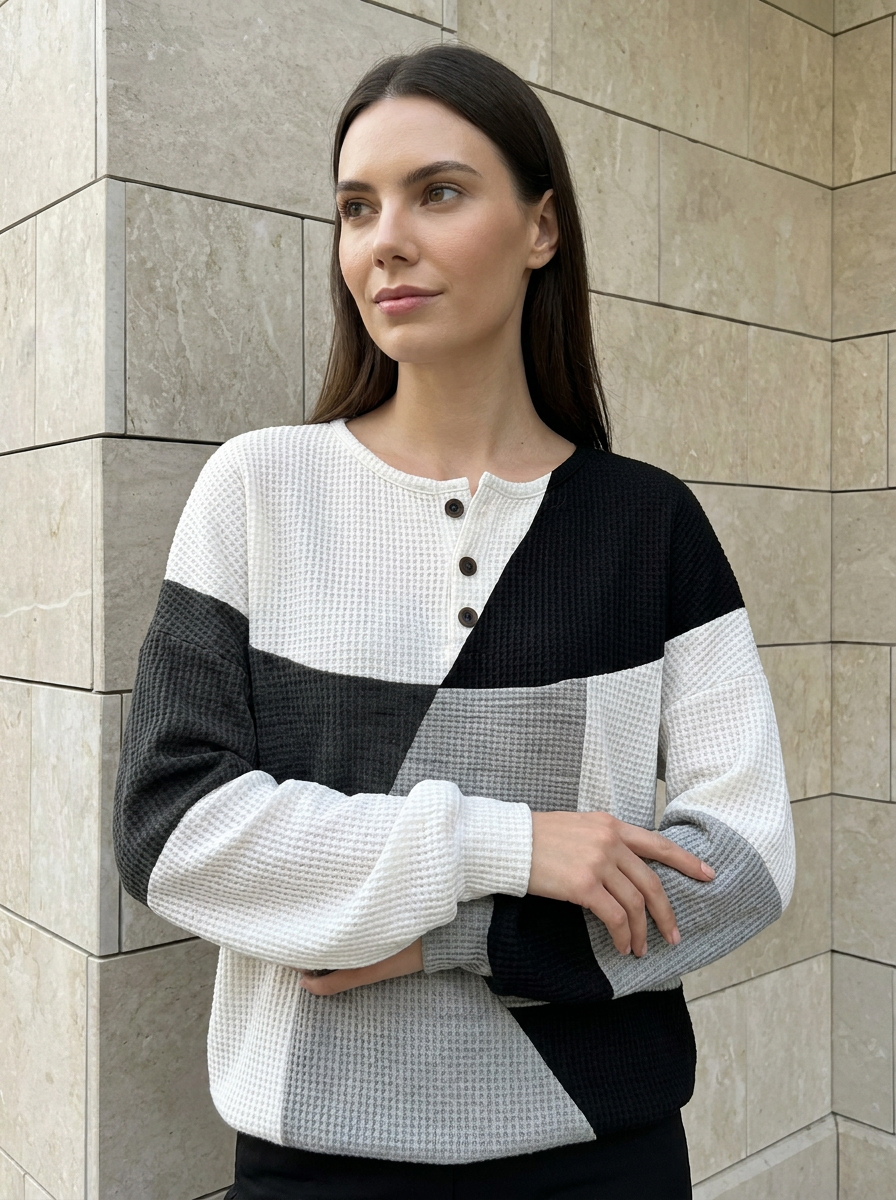 Aurélie | Pull Décontracté à Motifs Patchwork