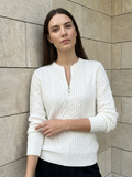 Noémie | Pull en Maille Torsadée à Col Zippé