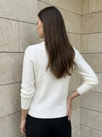 Noémie | Pull en Maille Torsadée à Col Zippé