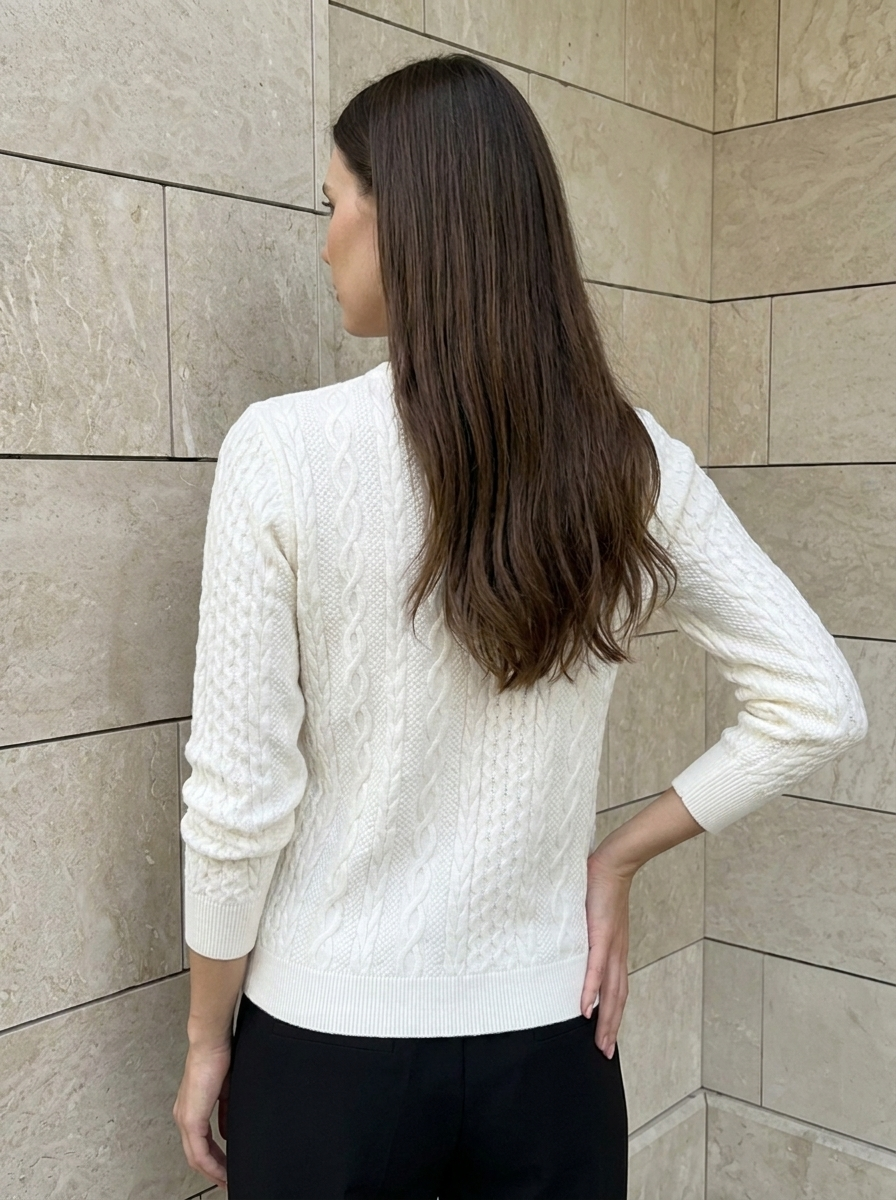 Noémie | Pull en Maille Torsadée à Col Zippé
