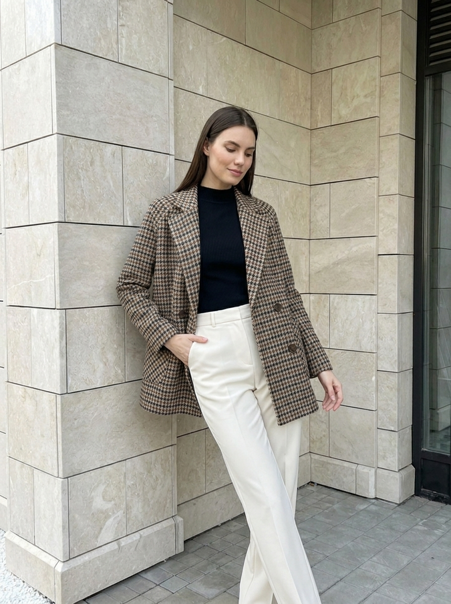 Élodie | Blazer Oversize Pied-de-Poule