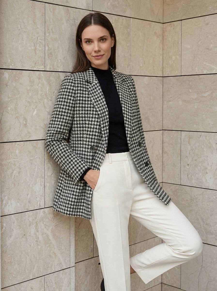 Élodie | Blazer Oversize Pied-de-Poule