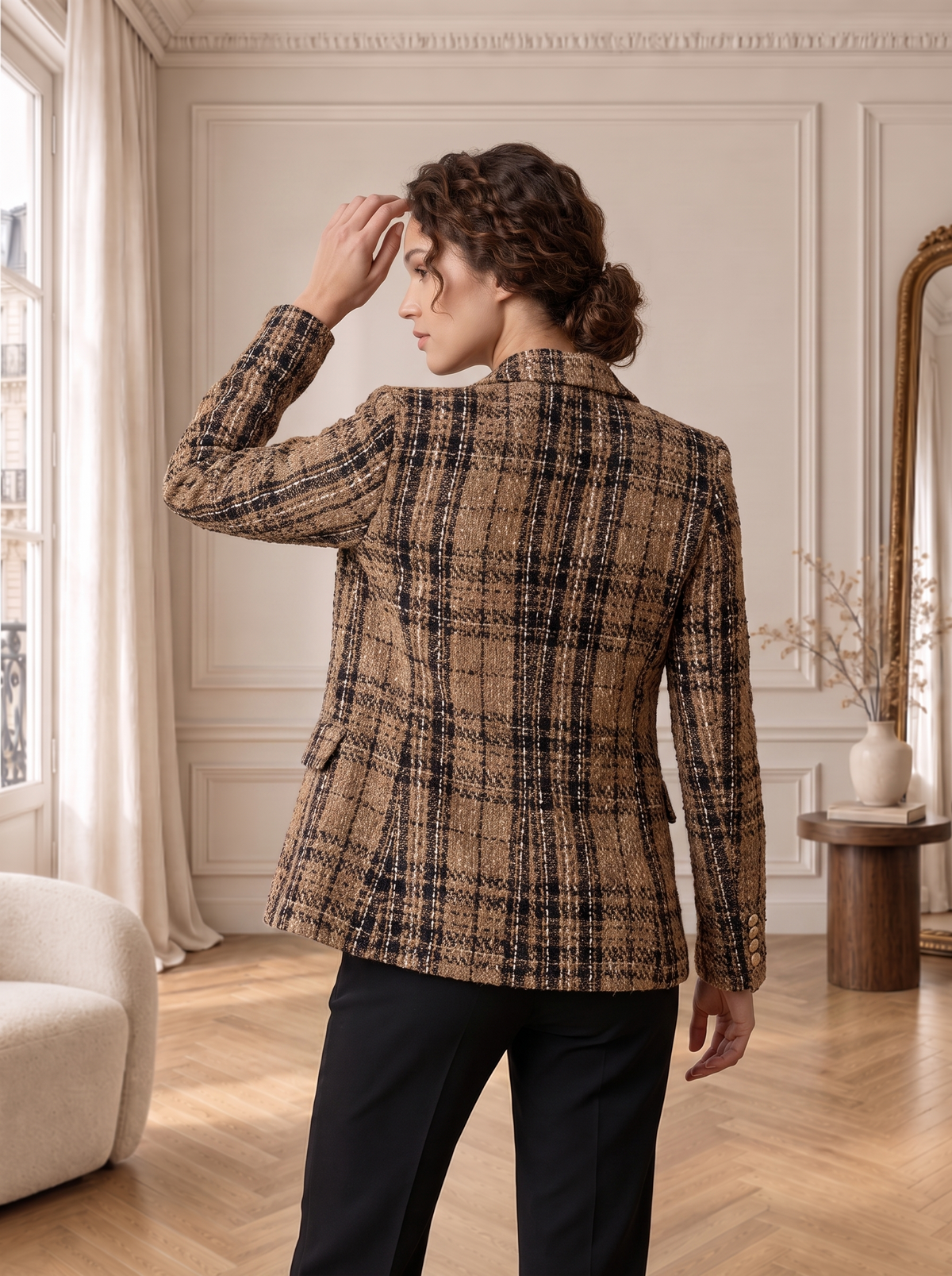 Camille | Blazer Tweed à Carreaux