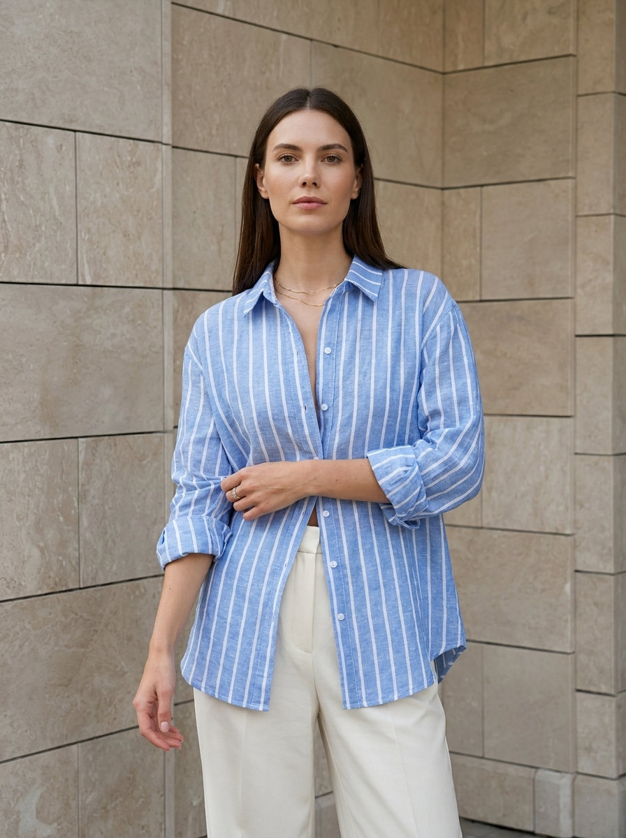 Léonie | Chemise Rayée Oversize Élégante