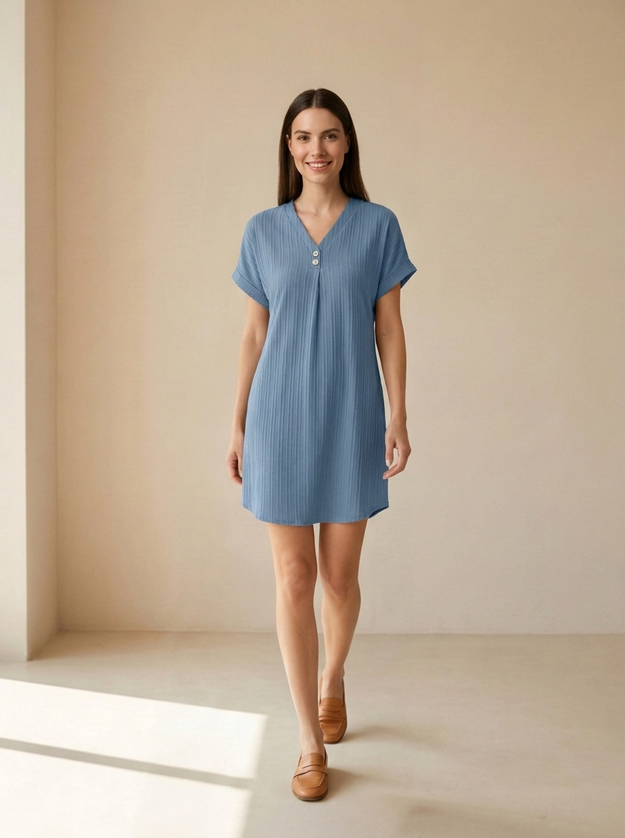 Elina | Robe T-Shirt Col V