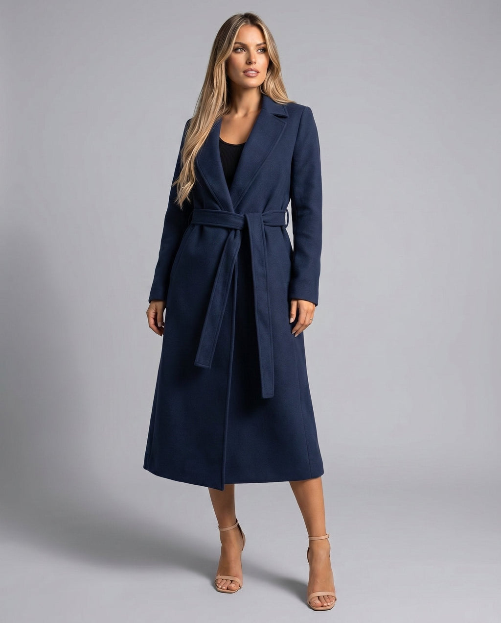Margaux | Manteau Maxi Ceinturé en Laine Mélangée