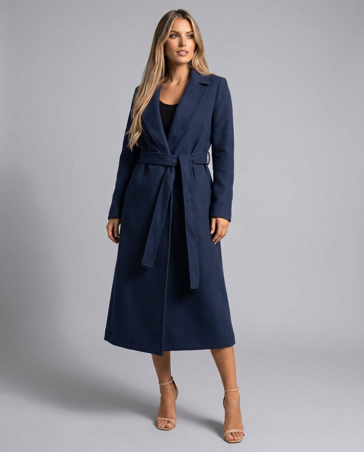 Margaux | Manteau Maxi Ceinturé en Laine Mélangée