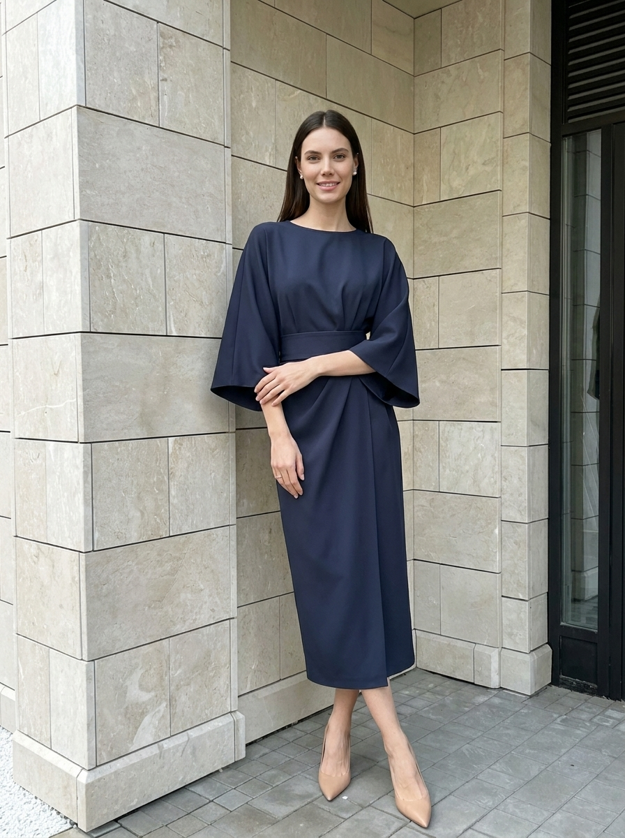 Selene | Robe Midi Ceinturée