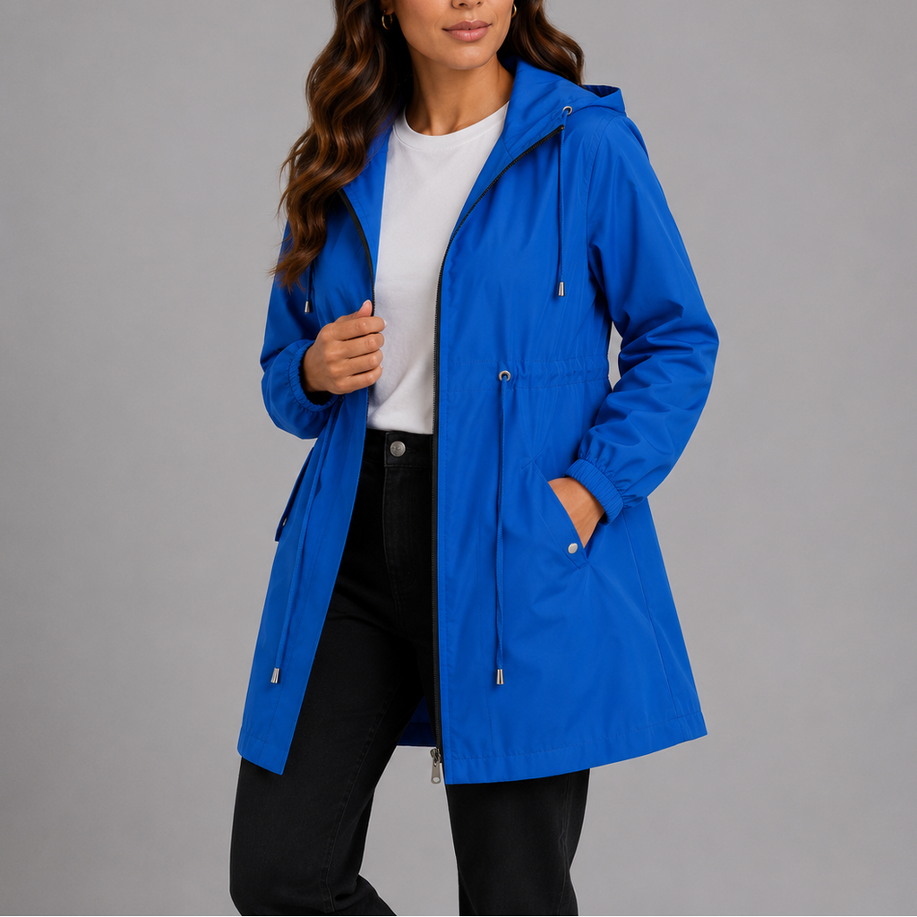 Céline | Veste de Pluie Capuche Cordon Taille