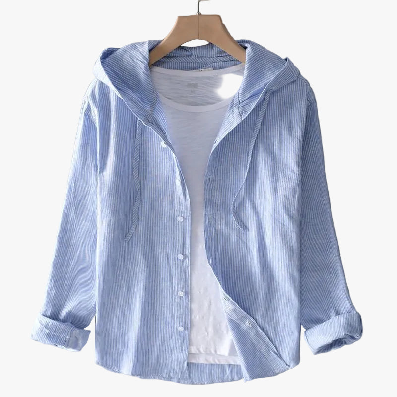 Agathe | Chemise Capuche Rayée Boutonnée