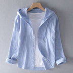 Agathe | Chemise Capuche Rayée Boutonnée