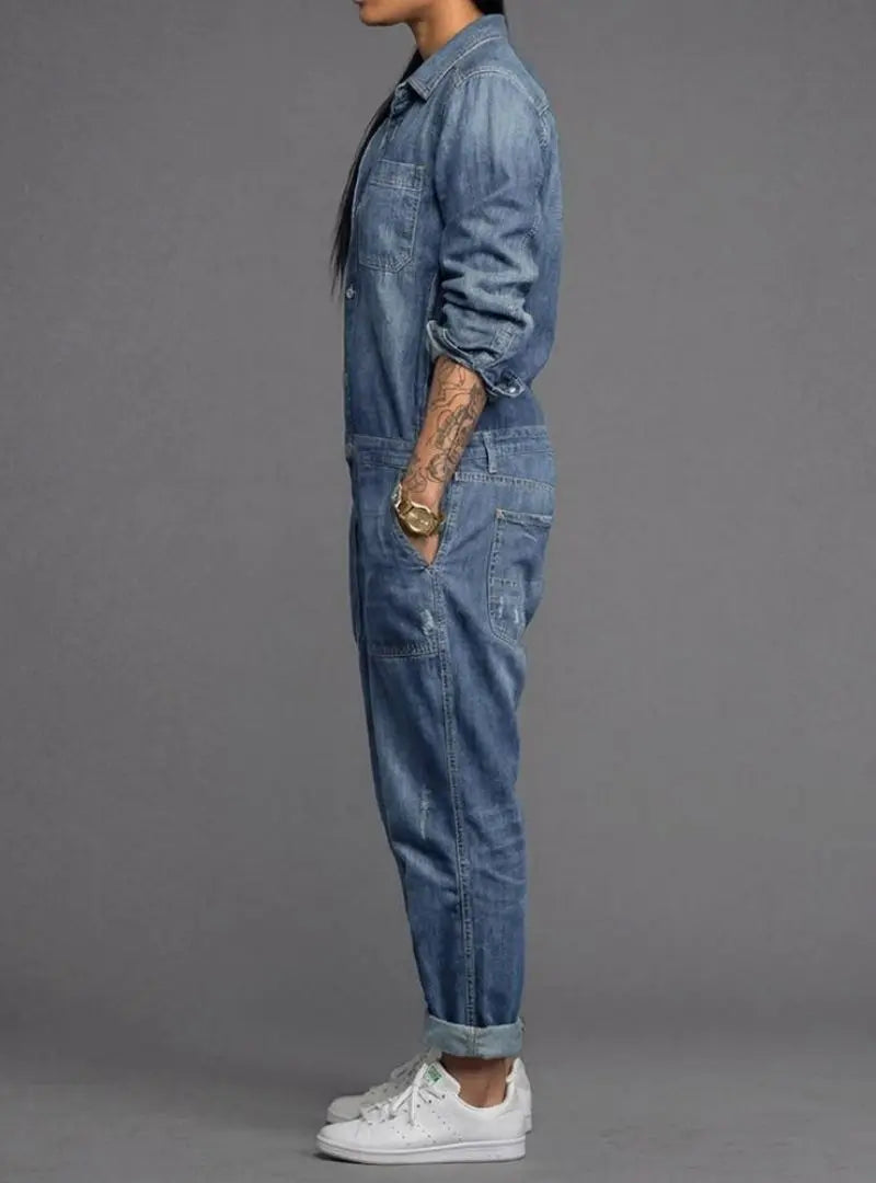 Pauline | Combinaison en Denim Léger Boutonnée