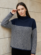 Solène | Pull Col Roulé À Chevrons