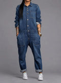 Pauline | Combinaison en Denim Léger Boutonnée