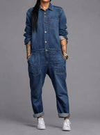 Pauline | Combinaison en Denim Léger Boutonnée