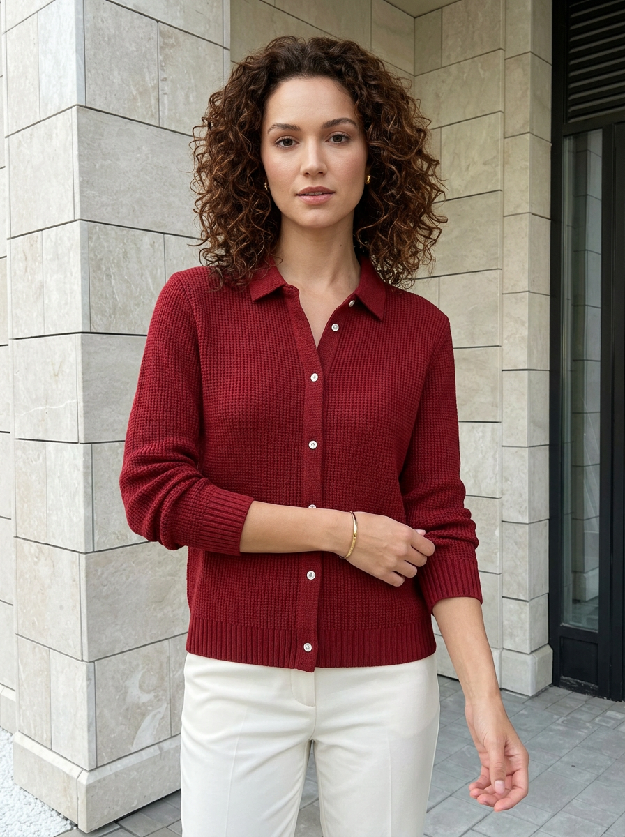 Sophie | Gilet Boutonné Élégant à Col Chemise