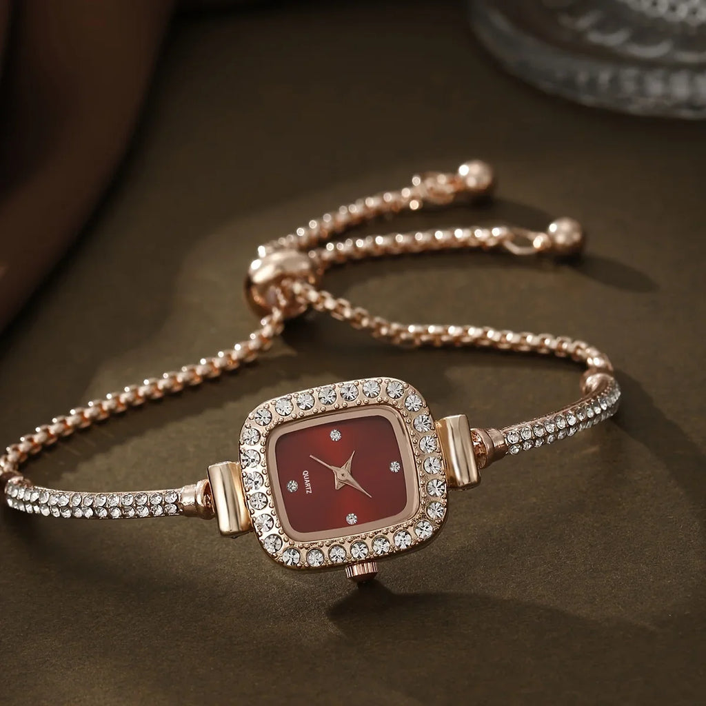 Émilie | Montre Bracelet Strass Cadran Carré
