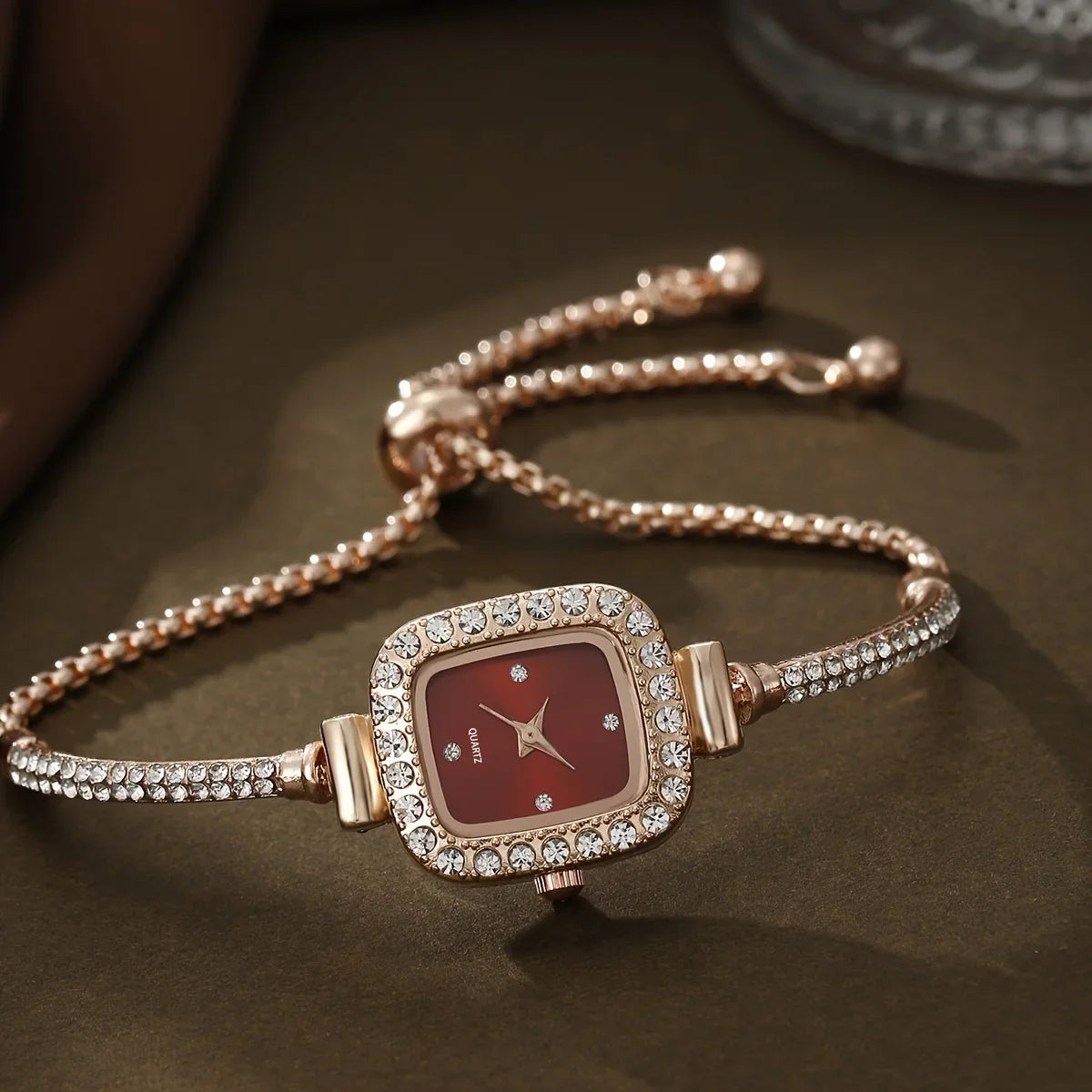 Émilie | Montre Bracelet Strass Cadran Carré