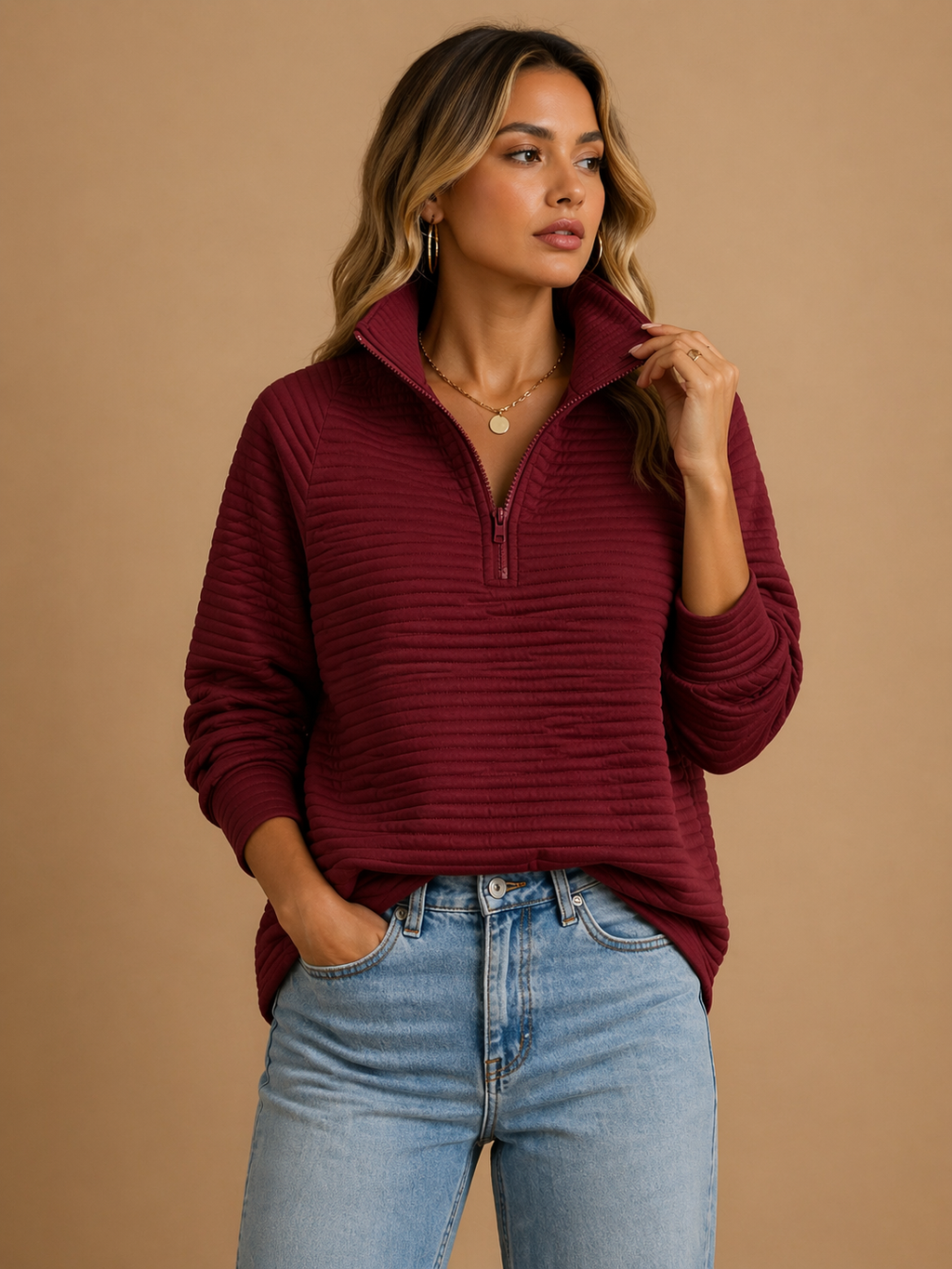Héloïse | Pull Col Camionneur Demi-Zip