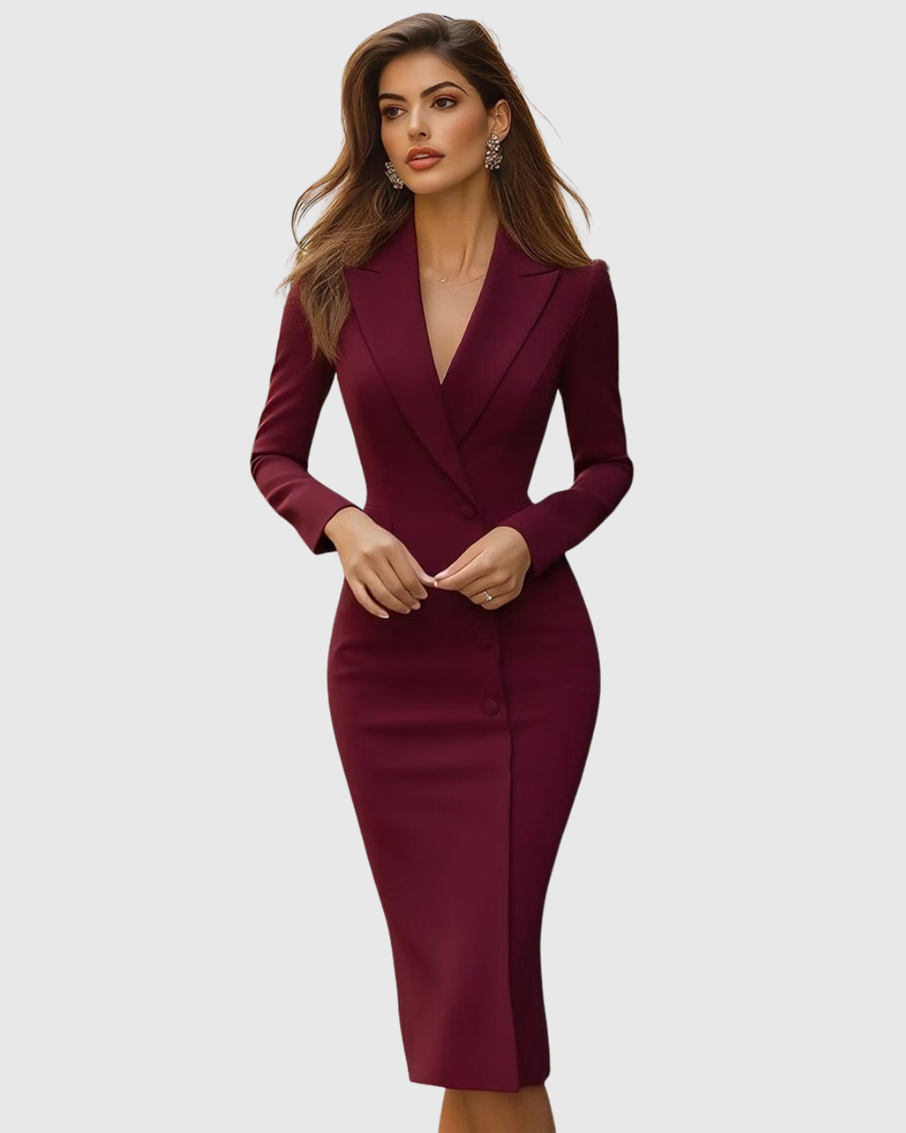 Cassandre | Robe Midi Blazer Croisée Ajustée