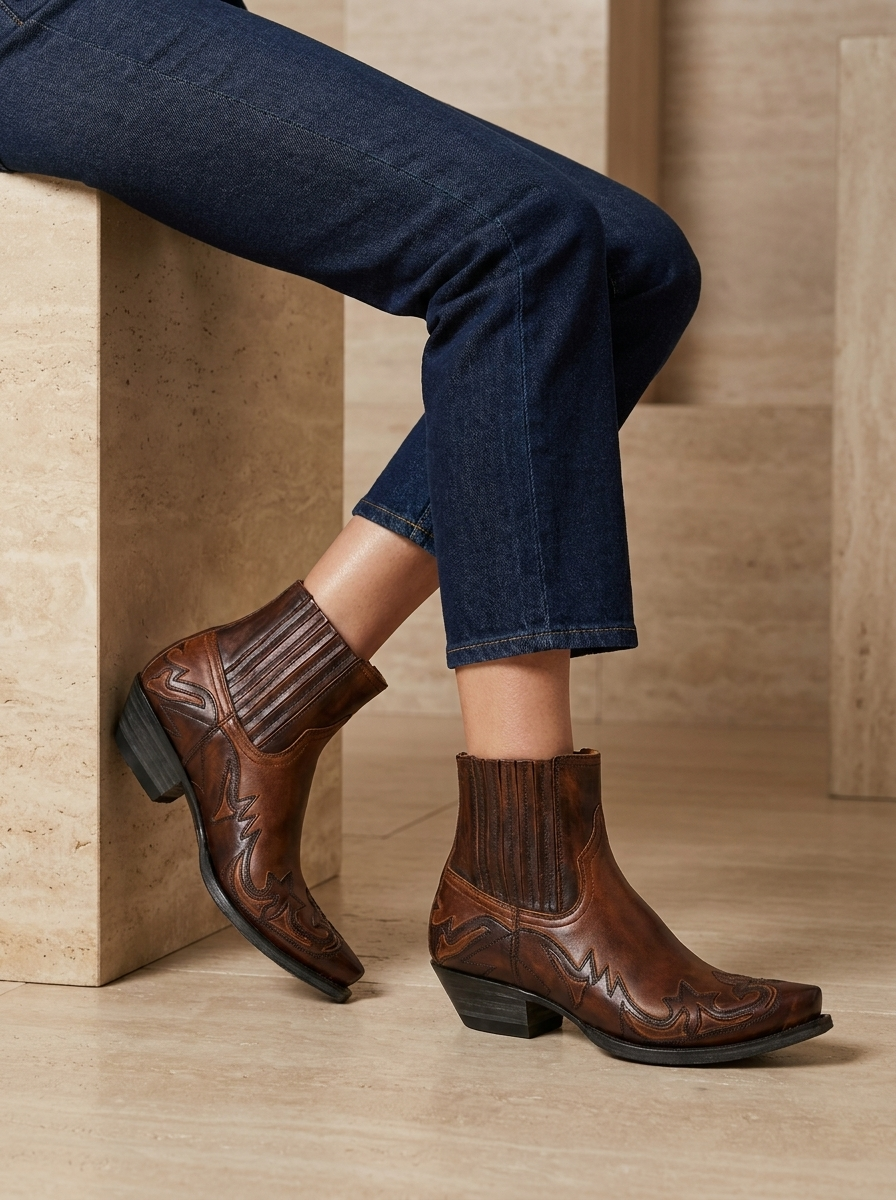 Noémie | Bottines Cowboy Brodées