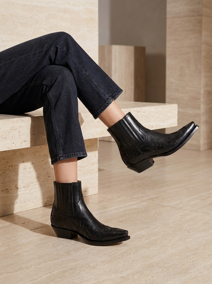 Noémie | Bottines Cowboy Brodées