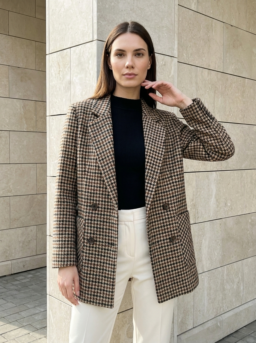 Élodie | Blazer Oversize Pied-de-Poule