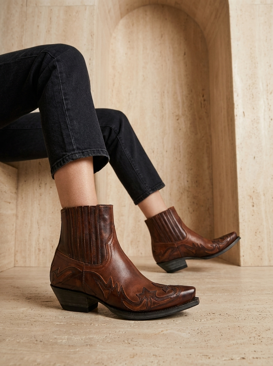 Noémie | Bottines Cowboy Brodées