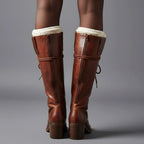 Héloïse | Bottes Hautes Lacets Cuir Talon Bloc
