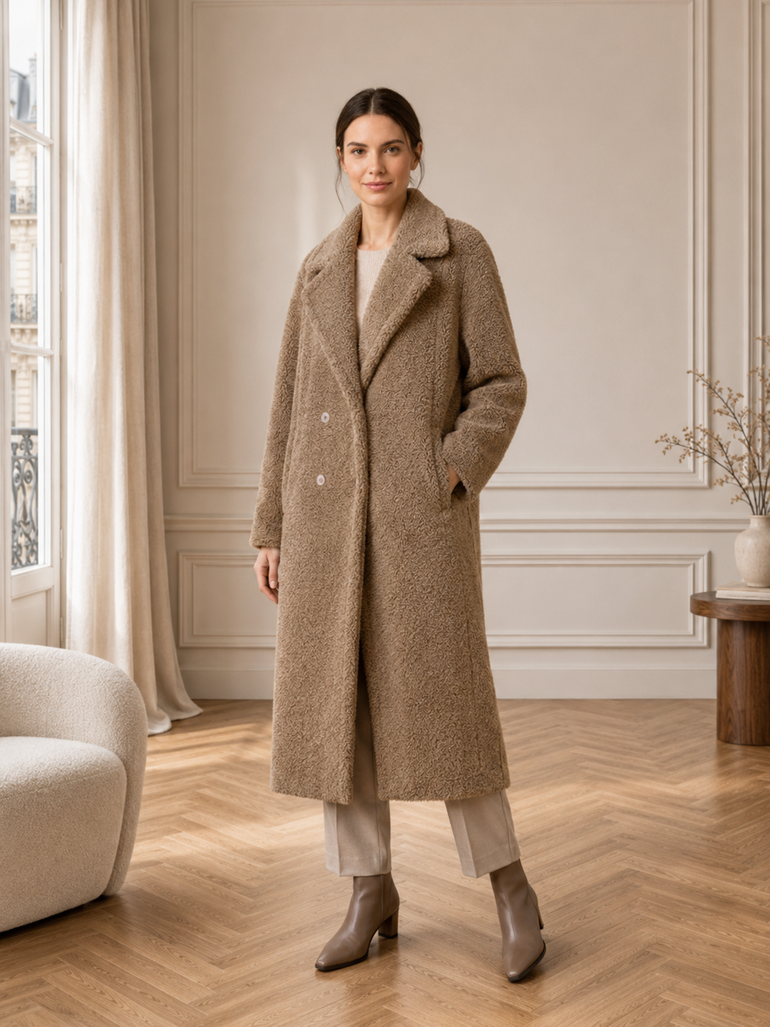 Alix | Manteau Long Effet Teddy