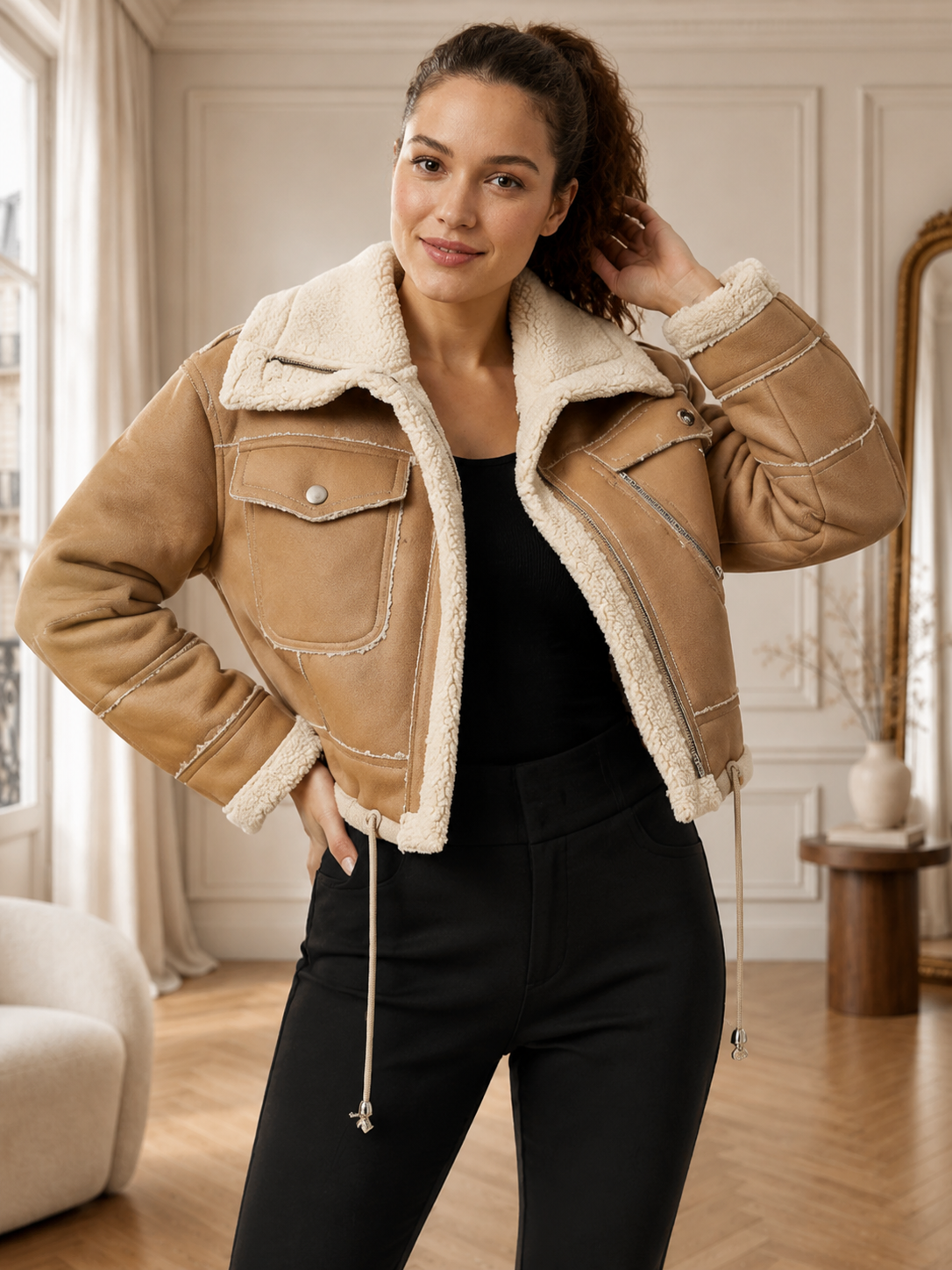 Alessia | Veste Aviateur Fourrée