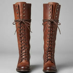 Héloïse | Bottes Hautes Lacets Cuir Talon Bloc