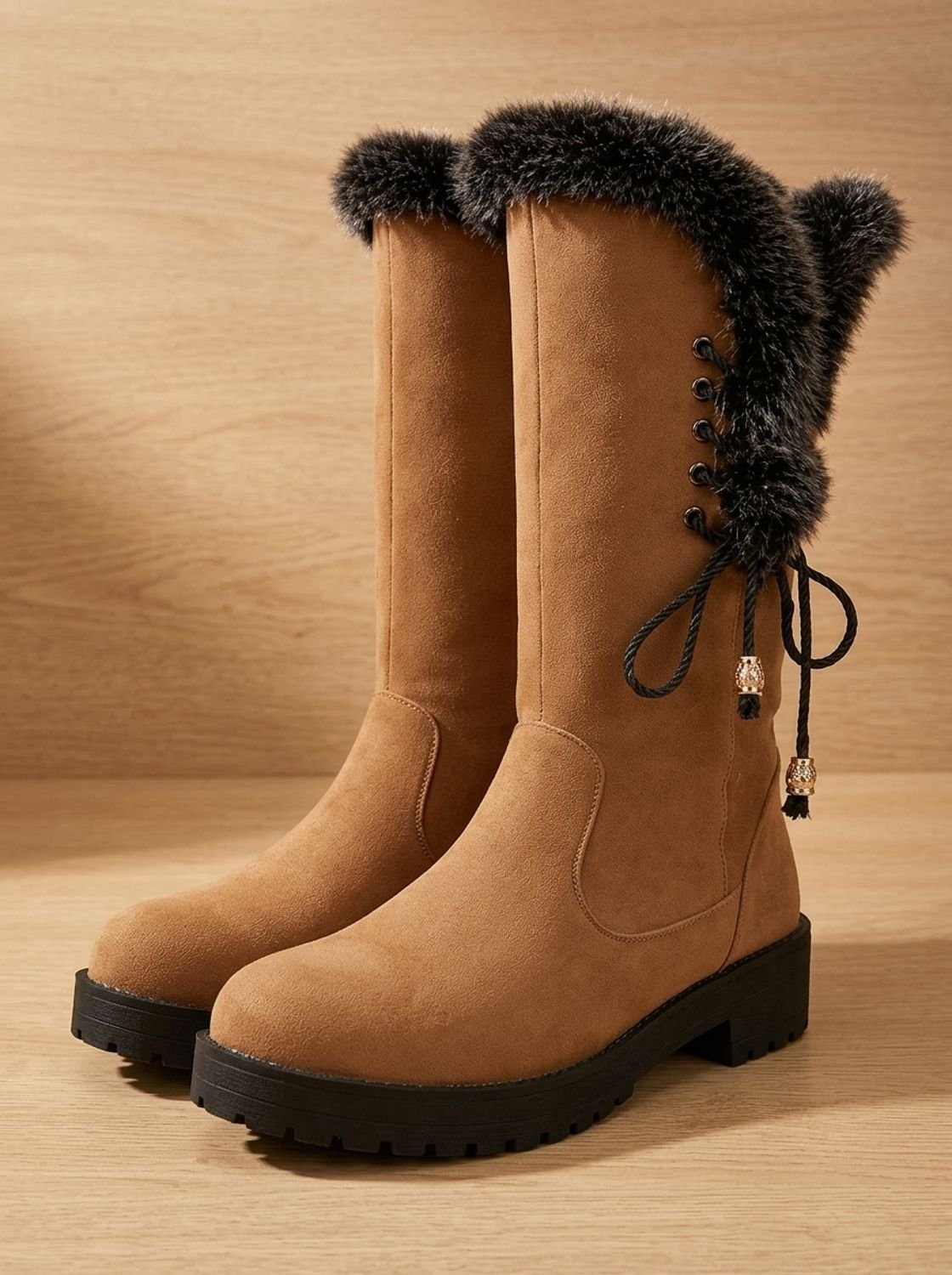 Rosalie | Bottes Hautes Bordure Fausse Fourrure