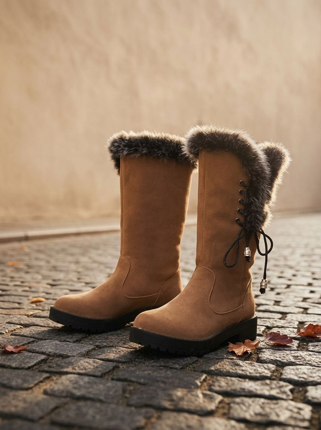 Rosalie | Bottes Hautes Bordure Fausse Fourrure
